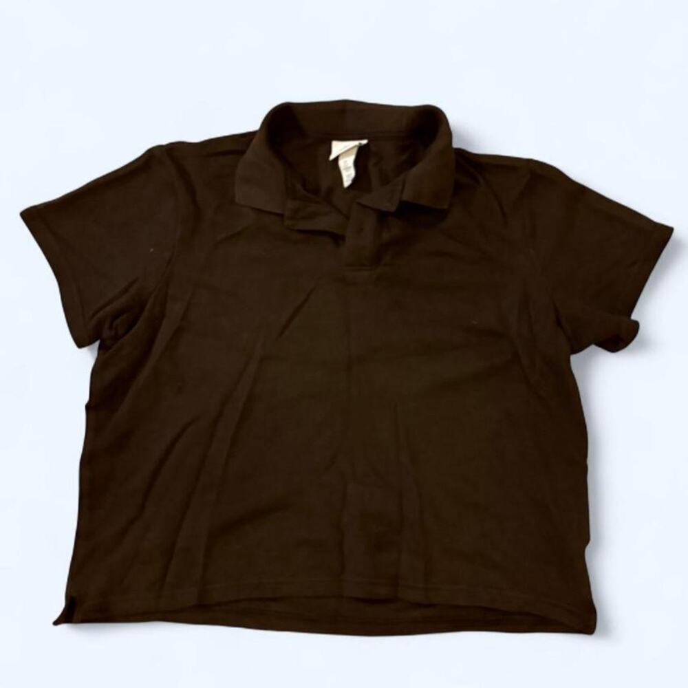 Hm black cropped mesh polo